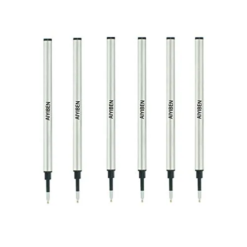 Tintenroller-Mine 4,37''，Roller Ball Fine Point 0,5 mm, German Ink Refill Packung mit austauschbaren Kugelschreiber Refills Medium Point(6er Pack) (schwarz)