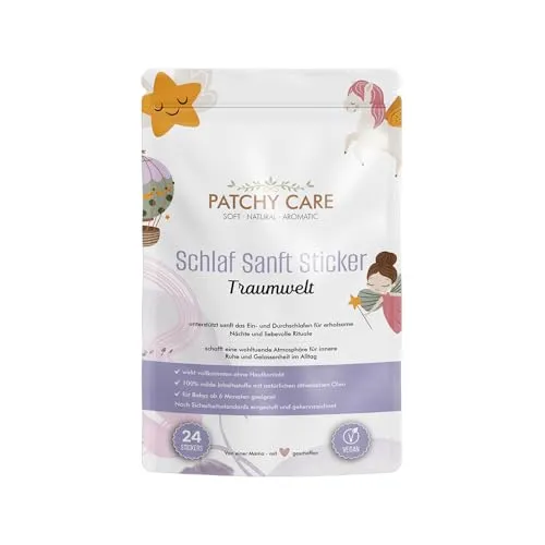 Schlaf Sanft Aroma Pflaster – 24 Sticker für ruhige Nächte und sanftes Einschlafen - Entspannend und beruhigend - Für Kinder ab 6 Monaten – Ohne Hautkontakt – 100% naturreine ätherische Öle