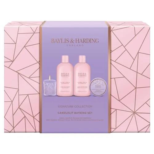 Baylis & Harding Jojoba, Vanilla & Almond Oil Luxury Candlelit Bathing Gift Set - Vegan Friendly