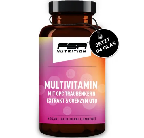 FSA NUTRITION Multivitamin im Glas mit OPC Traubenkern Extrakt und Coenzym Q10 Kapseln, 60 St., 50 g