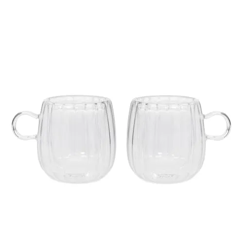 HOMLA CEMBRA GROOVE doppelwandige Gläser mit Griff, 2er-Set, 250ml, transparent