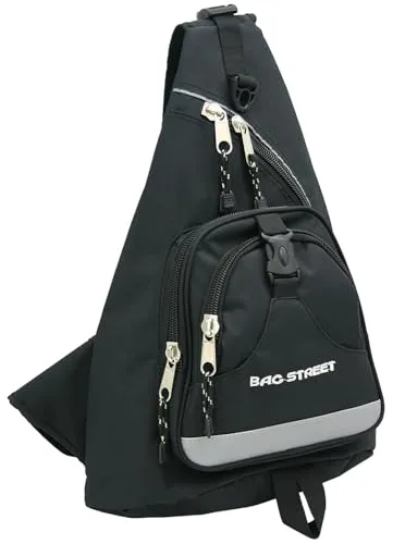 BAG STREET - Side Bag, Daypack Rucksack, Sling Bag, leicht, Freizeit Reisen Wandern Alltag, Schwarz