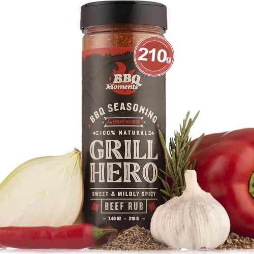 BBQ Moments Steak Gewürz für Hackfleisch, Bratwurst, Steak, Schaschlik, Rinderfilet, Grillgewürze BBQ Gewürzmischung zum Grillen, 210g (7.4 Oz)