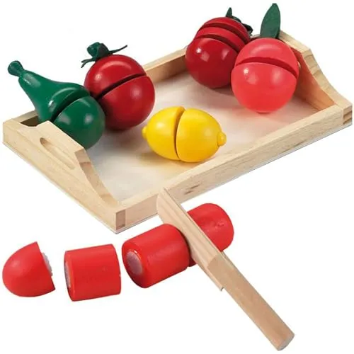 Happy People 45007 Holztablett mit Holzobst u.Gemuese, Multicolor