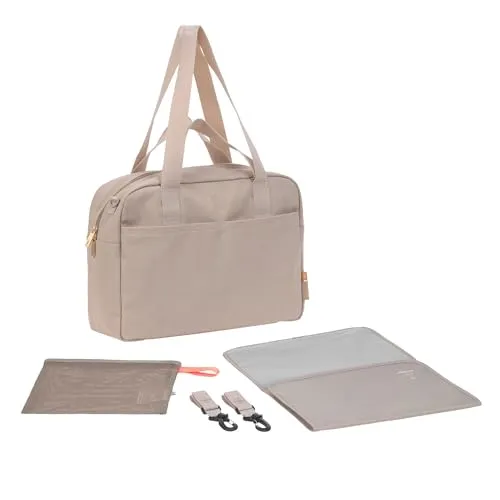 LÄSSIG Wickeltasche Green Label Everyday Bag humus - Wickeltasche für Kinderwagen oder Buggy, mit gepolstertem Laptopfach (bis 16 Zoll) und wasserabweisender Wickelunterlage – ideal für unterwegs!