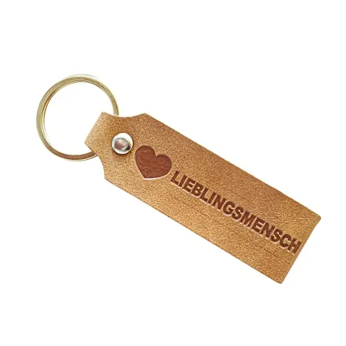 Schlüsselanhänger Lieblingsmensch Echtleder | Geschenkidee | Leder Schlüsselanhänger mit Gravur | Kleines Geschenk Beste Freundin Mann Freund | Anhänger Lieblingsmensch