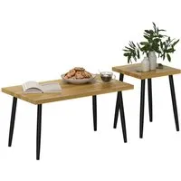 HOMCOM Couchtisch 2er Set – Beistelltisch mit Stil in beige von HOMCOM