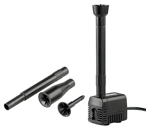 Royal Gardineer Teich Springbrunnen: 4-in-1 Teichpumpe für Gartenteiche - Brunnen & Kaskaden mit 4 variablen Wasserspiel-Aufsätzen, ideal für entspannende Gartenakzente und einfache Installation - auch für Aquarien geeignet.