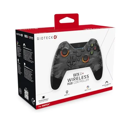 Gioteck WX4+ Nintendo Switch Wireless Controller - Dark Camo - mit anpassbarer RGB-Beleuchtung und programmierbaren Rücktasten - Bluetooth-kompatibel