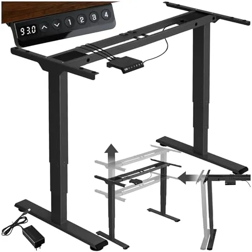 TecTake Tischgestell Twain höhenverstellbar schwarz 110-168cm - Zubehör für Möbel - Das höhenverstellbare Tischgestell Twain von TecTake ermöglicht ergonomisches Arbeiten im Sitzen und Stehen, dank zwei leisen Motoren und Memory-Handschalter für individuelle Einstellungen.