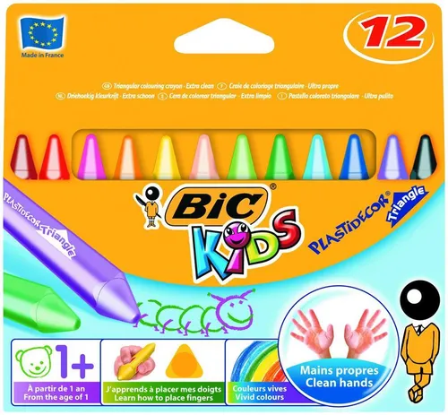 Kredki świecowe BiC Kids Plastidecor Triangle pudełko 12 szt. BIC 3086124000789