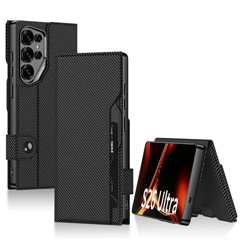 Handy Hülle Leder Flip für Samsung Galaxy S26 Ultra 5G Book Wallet Klapp Schwarz