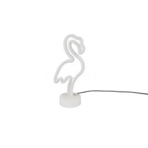FLAMINGO-TISCHLEUCHTE LED 1,8W AUS WEIEM KUNSTSTOFF MIT AN/AUS-SCHALTER UND USB-