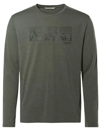 Vaude Rosemoor L/S T-Shirt III - Atmungsaktives Longsleeve in Grau/Oliv - Funktionsunterwäsche für Freizeitaktivitäten, ideal zum Wandern; Stretchmaterial für optimale Bewegungsfreiheit.