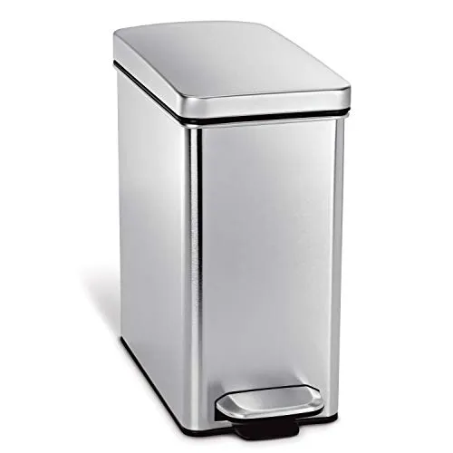 simplehuman CW1898CB 10 Liter Treteimer - Haushaltszubehör mit patentierter lid shox-Technologie für leises Schließen und herausnehmbarem Inneneimer für einfache Müllentsorgung – ideal für enge Räume.