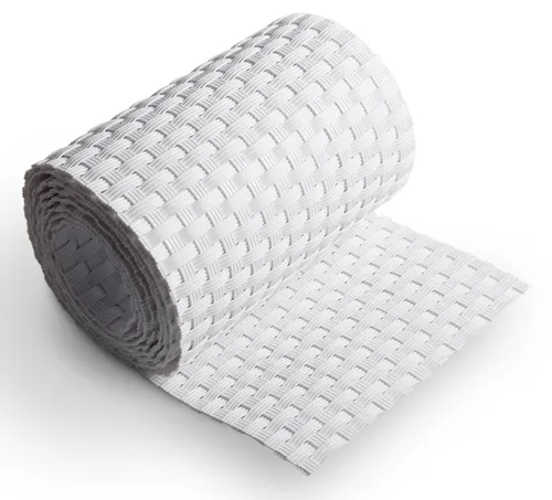 Rattan Sichtschutz f. Doppelstab-Zaun Zaunstreifen Zaunblende 19cm x 255cm weiß