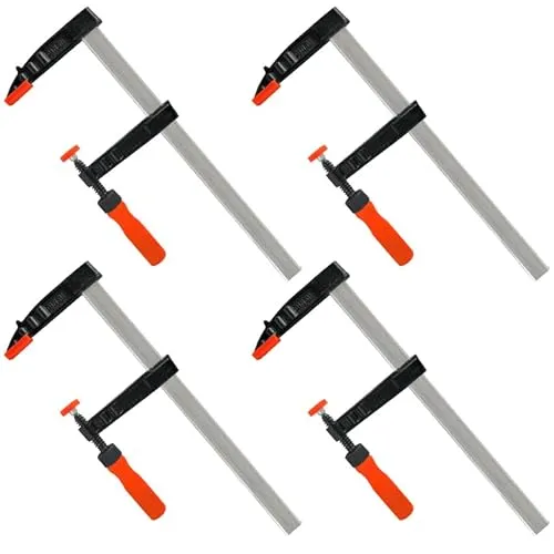 REXXER Schraubzwingen 500 mm, 4er Set, 120 mm Ausladung | 4 Schraubzwingen, 500 mm Spannweite, 120 mm Ausladung, für Holzarbeiten, Möbelbau und Werkstatt