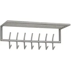 FineBuy Wandgarderobe aus Metall 74,5 cm in Silber - Stilvolle Garderobe mit 14 Haken und Ablagefläche, ideal für Flur und jeden Einrichtungsstil. Handgefertigte Qualität aus poliertem Stahl, belastbar bis 15 kg.