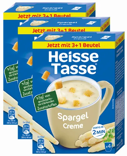 Erasco Heisse Tasse Spargel Creme Suppe - 3 Packungen je 4 Beutel