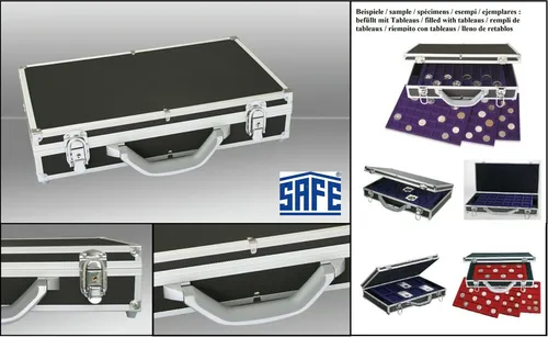 Großer ALU Münzkoffer SAFE 268-0 Diamant BLACK leer für große Münztableaus