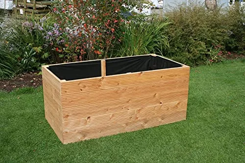 Gartenwelt Riegelsberger Elegantes Hochbeet Kräuterbeet Pflanzbeet Lärche Gemüsebeet 140x80 cm Höhe 71 cm aus Lärchenholz 27 mm geriffelt