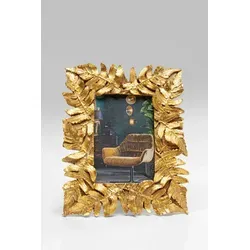 Kare Design Bilderrahmen Leaves, Gold - Wand- & Tischbilderrahmen mit handgearbeitetem, einzigartigem Design aus goldenen Blättern, ideal für stilvolle Akzente in Ihrem Zuhause.