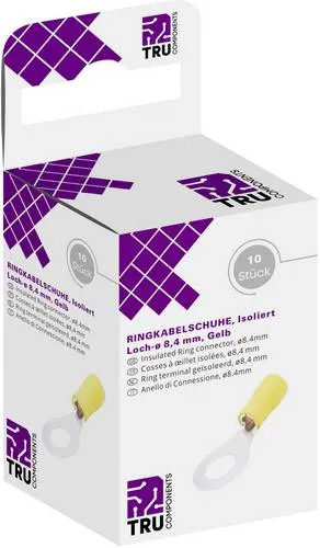 TRU COMPONENTS T1904C063 Ringkabelschuh Querschnitt (max.)=6mm² Loch-Ø=8.40mm Teilisoliert Gelb 10St.
