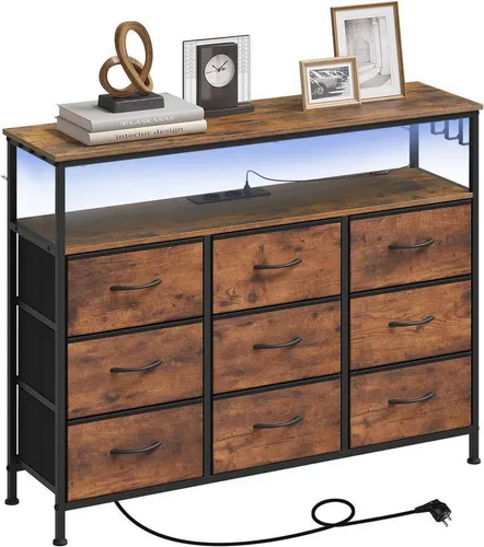 Woltu Kommode mit 9 Stoffschubladen und LED in braun von WOLTU