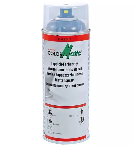 COLORMATIC 1K Teppich Farbspray schwarz 400 ml - Spraydose für die Innenanwendung, ideal zur Auffrischung von Teppichen und Fußmatten in Schwarz. Einfach anzuwenden und in Deutschland hergestellt.