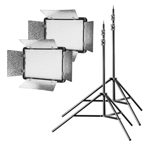 Walimex LED Versalight 500 Bi Color 2er Set - Dauerlichter Set mit zwei stufenlos dimmbaren Bi-Color LED Leuchten, ideal für Fotografie und Videodrehs. Flexibel für Studio und unterwegs einsetzbar dank Netz- oder Akkubetrieb.