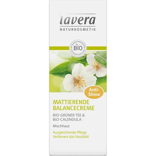 Lavera mattierende Balancecreme mit grünem Tee - Hautpflegecreme für fettige Haut, mattiert und erfrischt mit natürlichen Inhaltsstoffen für ein klares Hautbild.