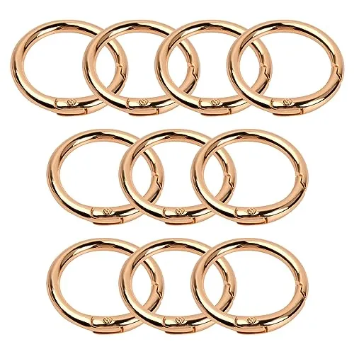 Stück Karabiner Rund, 33mm Karabinerhaken Gold O-Ring Runde Karabiner, Stabile Schlüsselringe Karabiner für Rucksäcke Schlüsselanhänger Handgefertigte DIY-Dekoration (Gold) 10