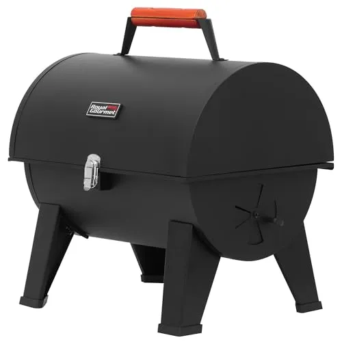 Royal Gourmet Tragbarer Holzkohlegrill - Kompakter Campinggrill mit doppelseitigem Design für 2-4 Personen, ideal für Gartenpartys und Picknicks. Langlebig und einfach zu montieren, perfekt für das Grillvergnügen im Freien.