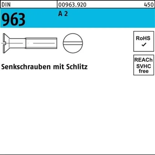 200er PACK(Stk) 000963920009030006 Senkschraube DIN 963 Schlitz M 3 x 6 A 2