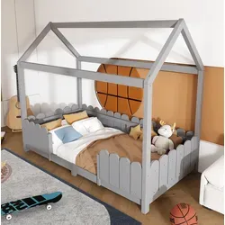 Kinderbett 90x200 Cm Mit Holzgestell Und Sturzschutz