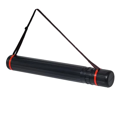 TOUROCMONT Transportrolle Posterrolle Köcher für Bilder Poster und Skizzen - Länge und Tragegurt verstellbar 63 bis 110 cm, Φ 8.5cm(Schwarz)