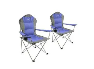 2x Angelstuhl mit Getränkehalter - Klappbarer Campingstuhl - Camping-Möbel, schnell aufbaubar und mit integriertem Getränkehalter - ideal für Angler, Jäger und Festivals, bequem und platzsparend verstaubar.