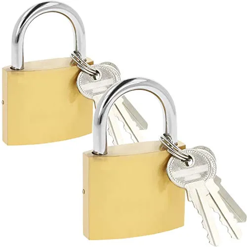 com-four® 2x Vorhängeschloss aus massivem Metall - Sicherheitsschloss mit 3 Schlüssel - Vorhangschloss mit gehärtetem Bügel