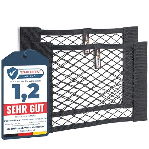 Upgrade4cars Kofferraum Netztasche Klett | 2 Auto Organizer Netze 40 x 25 cm | Elastisches Kfz Aufbewahrungsnetz Universal Autozubehör Innenraum Gadget Geschenke für Frauen Männer