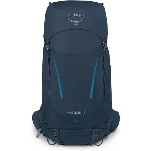 Osprey Kestrel 48 Atlas Blue S/M - Vielseitiger Trekkingrucksack - Rucksack für alle Bedingungen, mit integrierter Regenhülle, Trekkingstock-Befestigung und anpassbarer AirScape Rückenplatte für maximalen Komfort auf langen Touren.