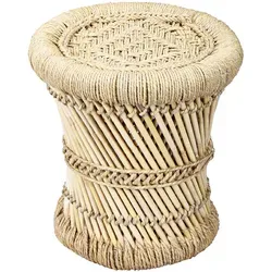 Marrakesch Orient & Mediterran Interior Sitzhocker Benita 30cm - Sitzhocker im Boho Style, handgefertigt aus Jute und Bambus, perfekt als Beistelltisch für ein gemütliches Ambiente.