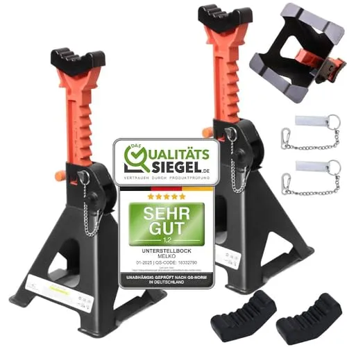 Melko Wagenheber 2er Set - Höhenverstellbar bis 41,5 cm - Wagenheber Set für Autos und Motorräder, max. Tragfähigkeit 3000 kg, 9-stufige Höhenverstellung für optimale Anpassung.