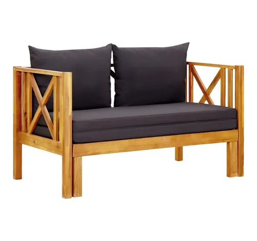 furnicato Gartenbank Multifunktionale Echtholz Sitzbank 122x66x68,5 cm mit dunkelgrauen