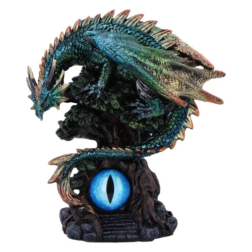 Nemesis Now Forest Seer Figurine 16cm, Resin, Blue/Green, Dragon on Tree Spirit 