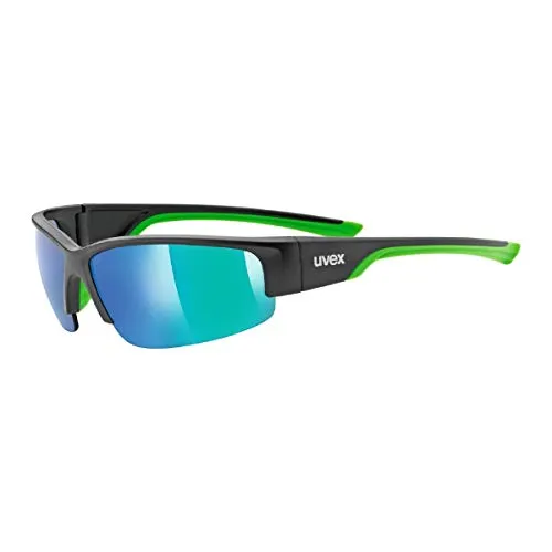 Uvex Sportstyle 215 - Sportbrille in Schwarz mit Verspiegelung - Sportbrillen für Unisex mit hohem UV-Schutz, modischer Verspiegelung und druckfreiem Sitz durch Soft-Nasenpads und Soft-Bügel. Ideal für Sport und Freizeit.