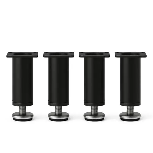 4er Set Möbelfuß schwarz in 5 Größen 8 bis 20 cm