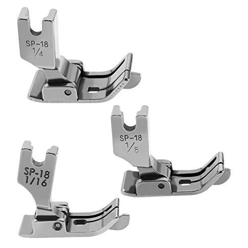 VGOL 3 Stück Industrienähmaschine Gelenk Nähfuß mit Rechter Führung 1/16 1/8 1/4 Zoll Kompatibel mit Brother Kompatibel mit Consew Kompatibel mit Singer