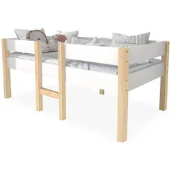 Beaok Kinderbett, Weiß, Holz, 90x200 cm, Kinder- & Jugendzimmer, Kindermöbel, Kinderbetten, Hochbetten