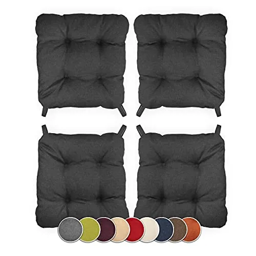 sunnypillow 4er Set Stuhlkissen mit Klettverschluss – 40x35x40x8cm, Anthrazit - 🏡 4er SET STUHLKISSEN VON SUNNYPILLOW ® für Garten & Wohnung, mit Klettverschluss. Bequeme, wasserabweisende Kissen sorgen für höchsten Sitzkomfort und modernes Design – ideal für jeden Stuhl!