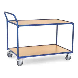 Fetra Tischwagen 2746 - Tischwagen mit 2 Böden aus Holzwerkstoffplatte, ideal für den vielseitigen Einsatz. Hohe Tragkraft von 80 kg und sicheres Handling dank 2 Lenk- und 2 Bockrollen.